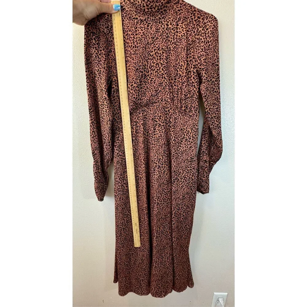 Free People Women's Loveless Animal Print Mock Neck Midi Dress Women's 2